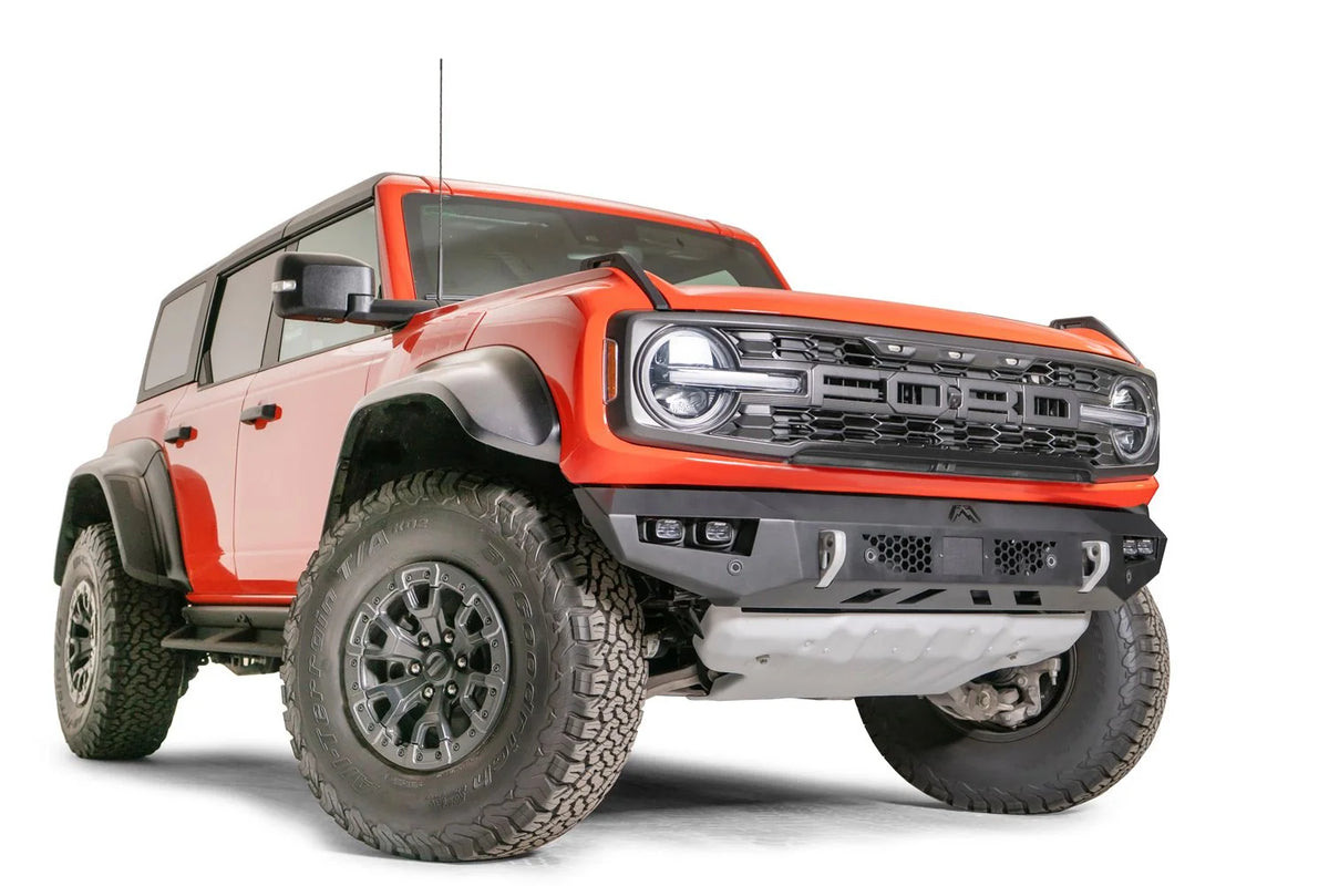 Fab Fours Vengeance front bumper on a Ford Bronco & Bronco Raptor, side view