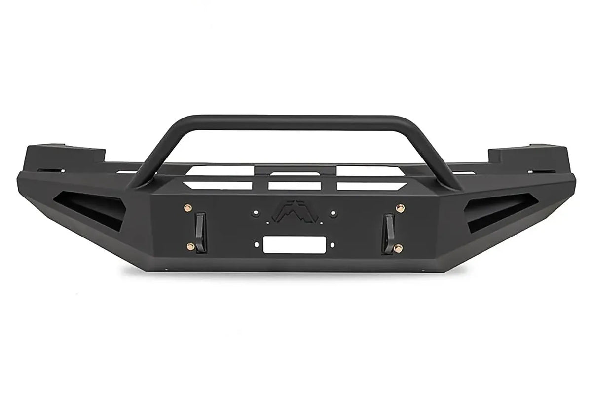 Fab Fours Red Steel front bumper on a Chevrolet Silverado 2500HD–3500HD