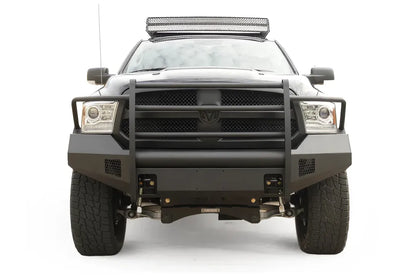 Fab Fours Black Steel Elite front bumper on a Ram 1500, front view