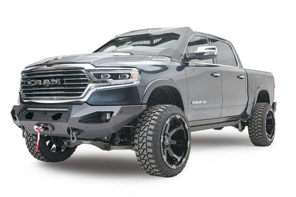 Lifted Ram 1500 with Fab Fours Matrix front bumper, front three-quarter view