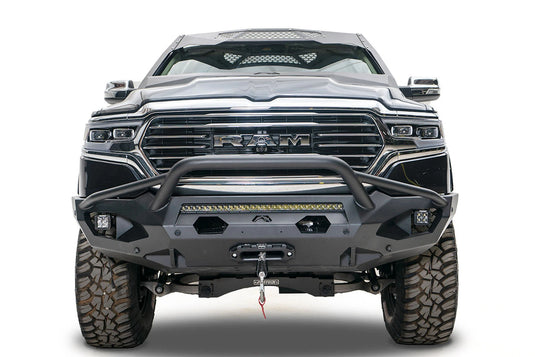 Fab Fours Matrix front bumper with pre-runner guard on a Ram 1500, front view