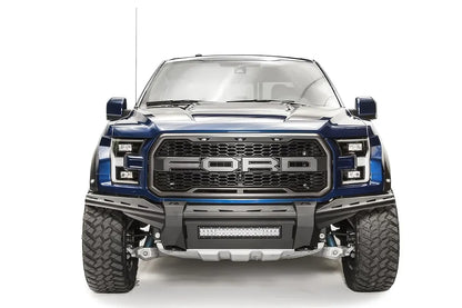 Fab Fours Aero front bumper on a blue Ford F-150 Raptor, front view