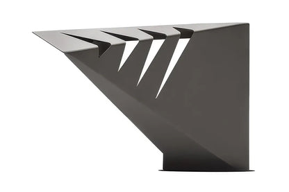 Black Fab Fours fender gill box for Jeep Wrangler JK with four angled vent slots, shown on a white background