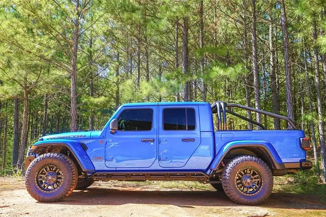 Fab Fours Sport Rack on a Jeep Gladiator, driver side profile view