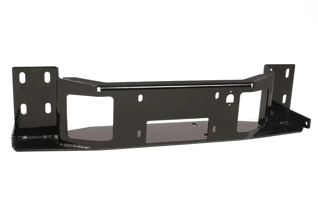 Fab Fours Black Steel ranch winch tray in gloss black powder coat, front angled view