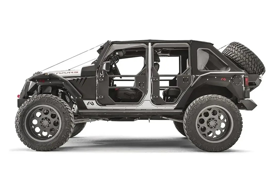 Jeep Wrangler JK Unlimited with Fab Fours tube doors and armor, driver-side profile
