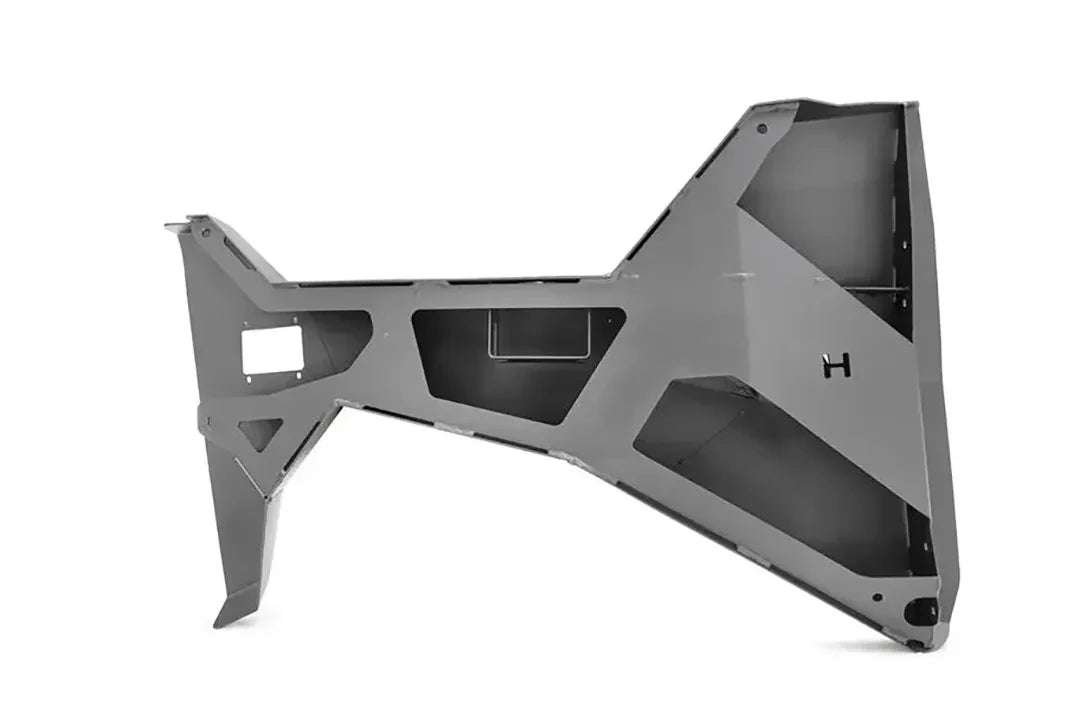 Fab Fours Toyota Tacoma front trail door, inner side, showing the internal bracing, open storage pockets and latch mount