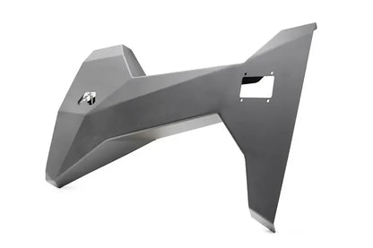 Fab Fours Toyota Tacoma front trail door, angled outer view, showing the faceted body lines, Fab Fours logo and latch cut-out