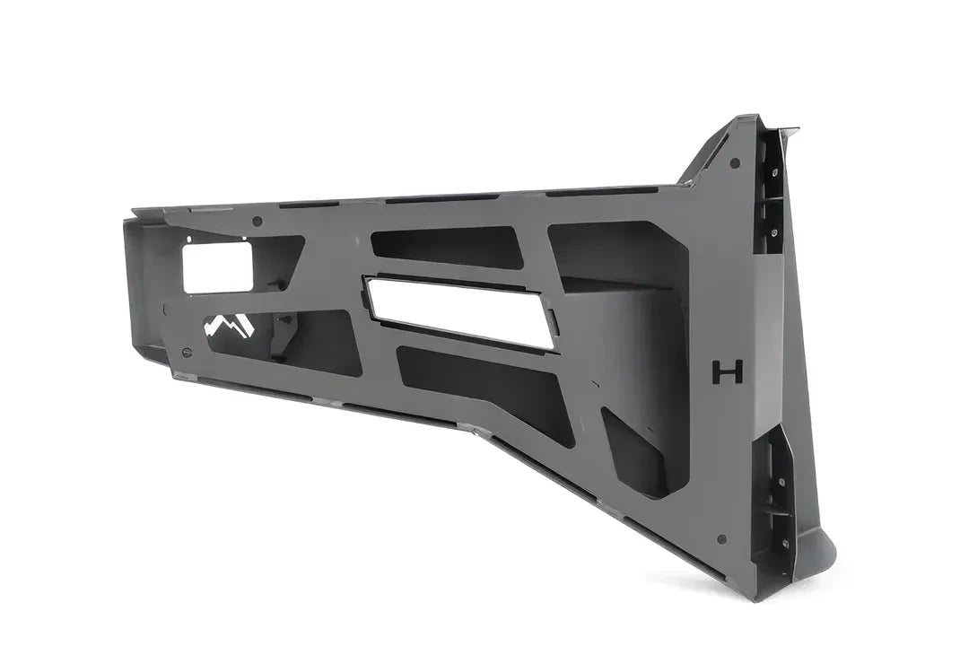 Fab Fours Toyota Tacoma rear trail door, angled inner view, showing the reinforced frame and Fab Fours logo cut-out