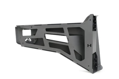 Fab Fours Toyota Tacoma rear trail door, angled inner view, showing the reinforced frame and Fab Fours logo cut-out