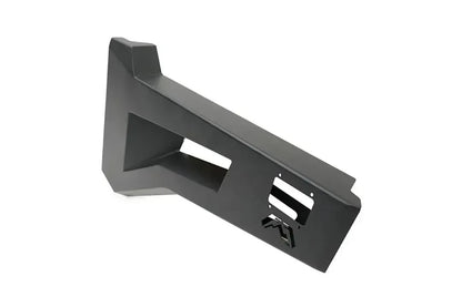 Fab Fours Toyota Tacoma rear trail door, angled outer view, showing the recessed grab pocket, latch cut-out and Fab Fours logo