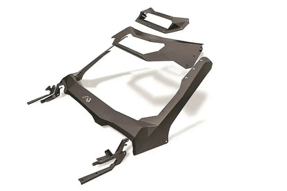 Render of the Fab Fours truck ViCowl kit with the 20-inch light bar insert, showing the windshield frame, cowl panel, mounting brackets and the single light bar opening