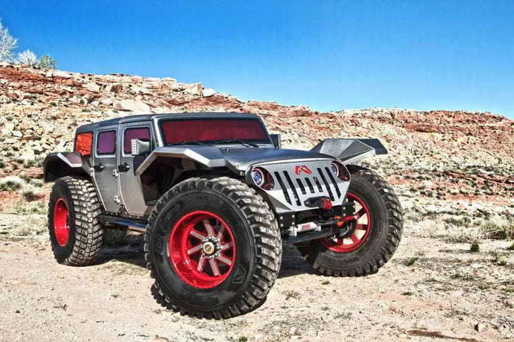 Fab Fours Legend bumper, front quarter view in Moab