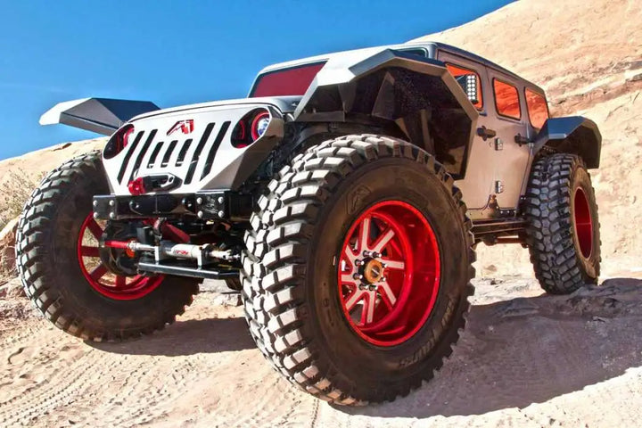 Fab Fours Legend bumper, rear quarter view rock climbing