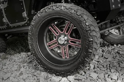 Fab Fours Mall Assault custom wheel and off-road tire detail